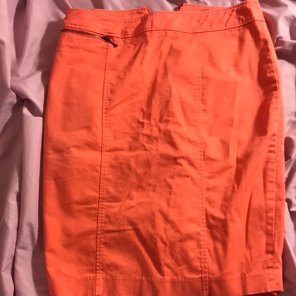 coral knee length skirt